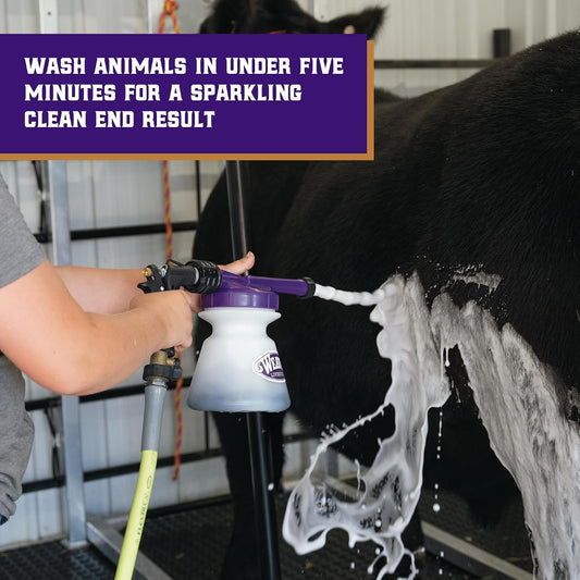 Weaver Leather livestock shampoo sprayer with purple nozzle attachment