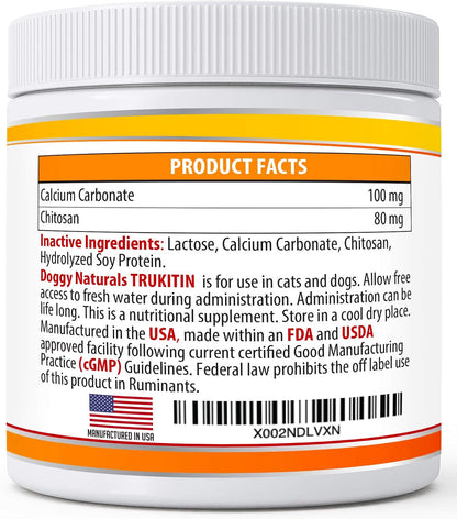 Pet Health Pharma renal support supplement powder next to a cat and dog illustration.