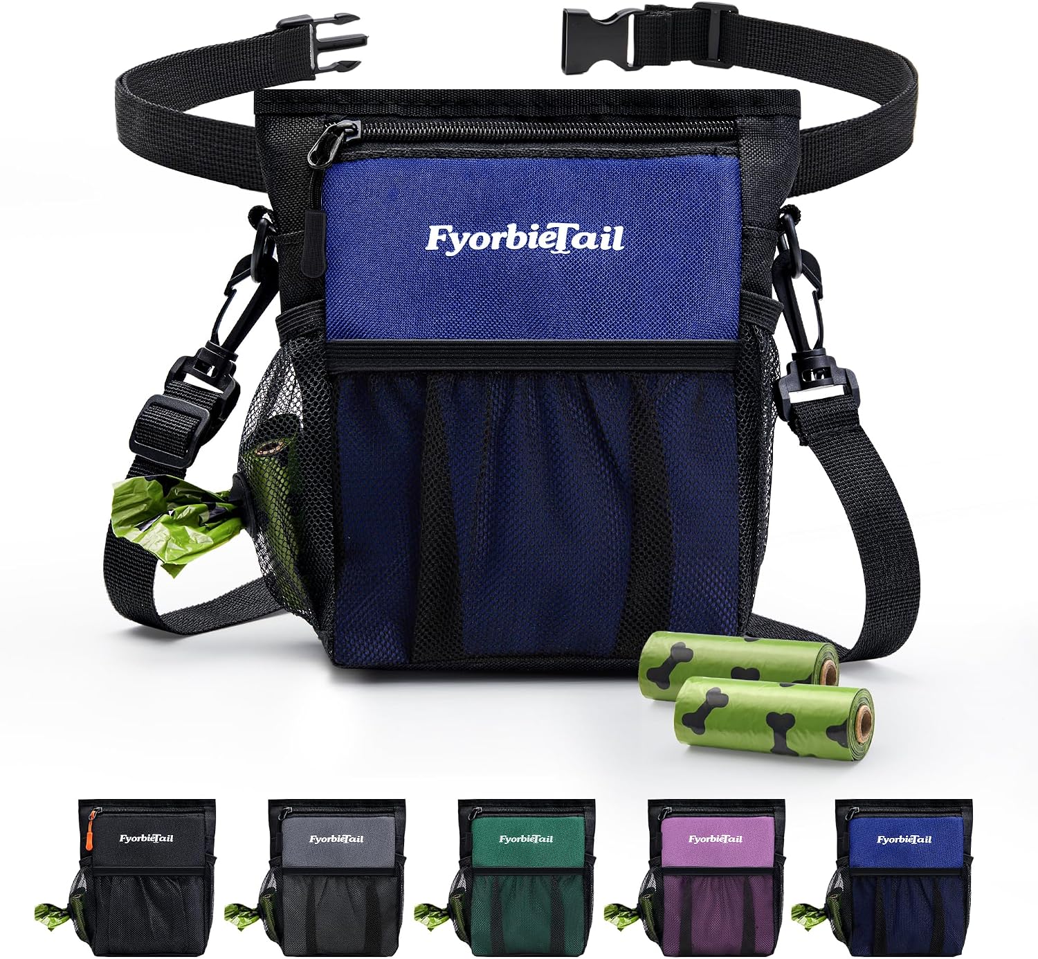 Dog Treat Pouch, 4 Cup Waterproof Dog Training Bag, Hands-Free 3 Ways to Wear, Magnetic Closure, Multi-Pocket, with 2 Rolls Poop Bags (Black) - Image 10