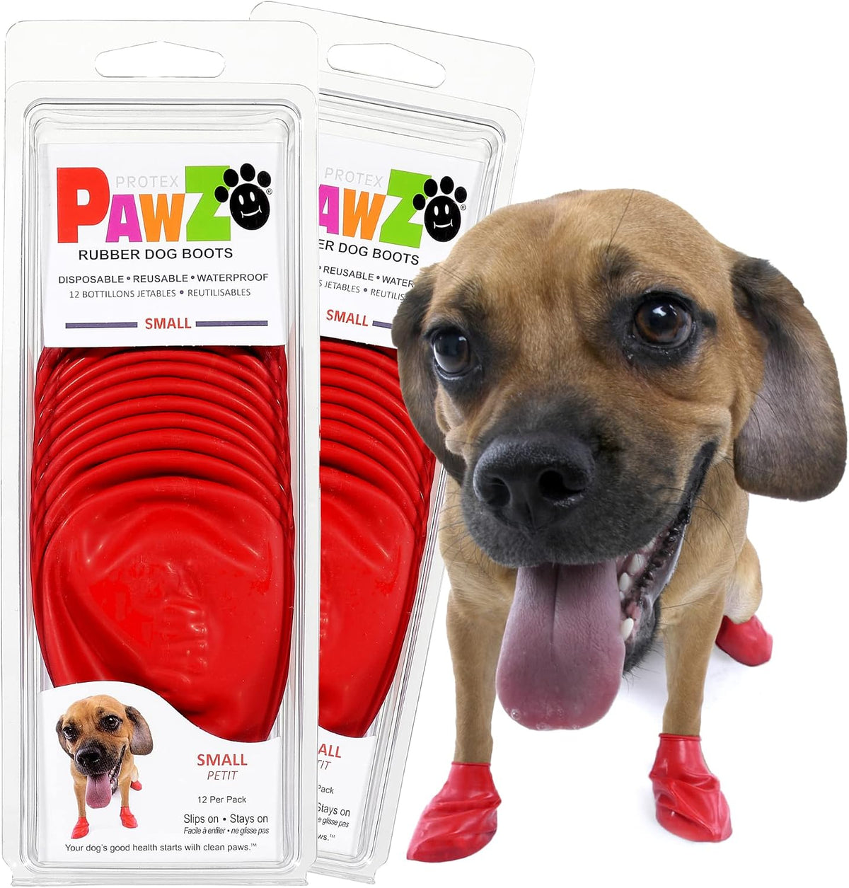 PawZ Rubber Dog Boots for Small Paws - All-Weather Waterproof Dog Shoes, Anti-Slip Traction for Rain, Snow, Mud & Hot Pavement - Pull-On Dog Booties, Orange - X-Small (1.5"-2") - Pack of 24 - Image 9