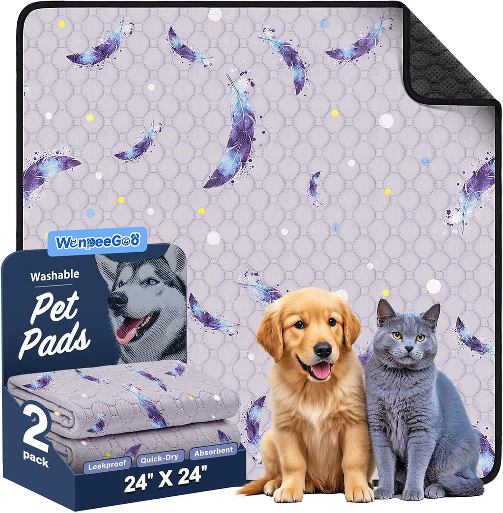 WanpeeGoo Washable Pee Pads for Dogs, 2Pack Reusable Puppy Pads, Super Absorbent & Leakproof Dog Pads, Anti-Slip Dog Pee Pads for Puppy Training & Incontinence, Feather Pattern 36"x41" - Image 9