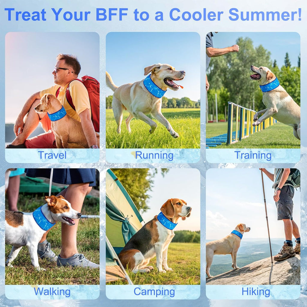 Two pack instant chill pet cooling collar hook and loop closure
