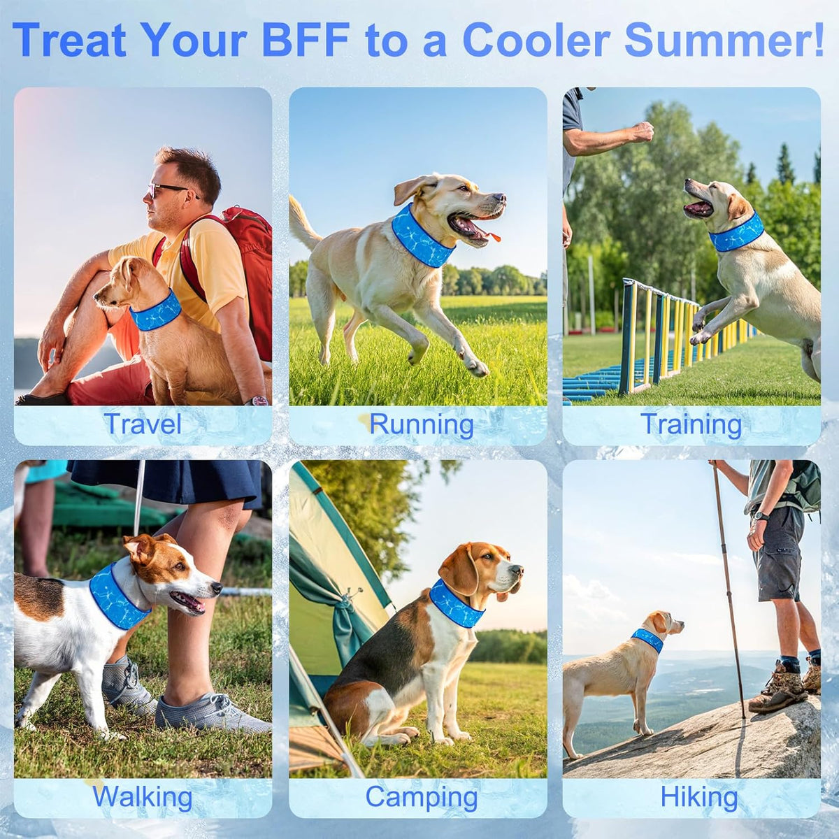 Two pack instant chill pet cooling collar hook and loop closure