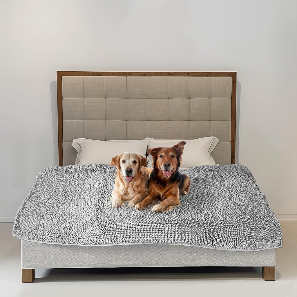 Muddy Mat(R) Dog Blanket - Chenille Water Absorption Blanket for Bed & Couch Cover for Dogs Washable, Anti-Slip Soft and Durable Furniture Protector for Dogs - Grey 52"x72" - Image 9