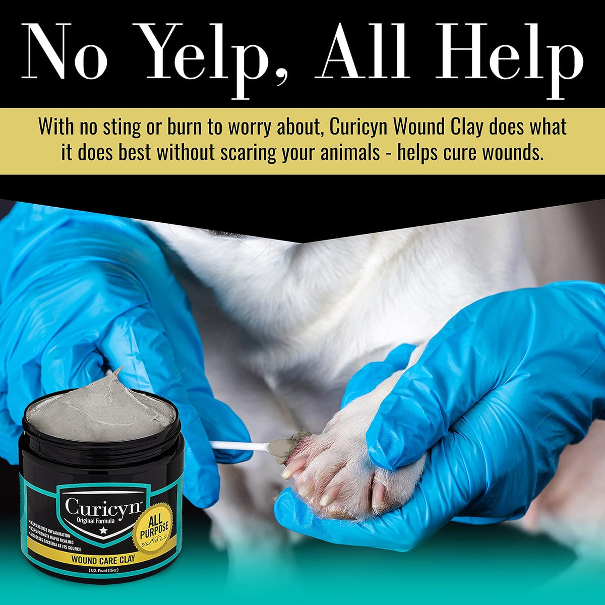 Curicyn wound care clay open tub showing contents
