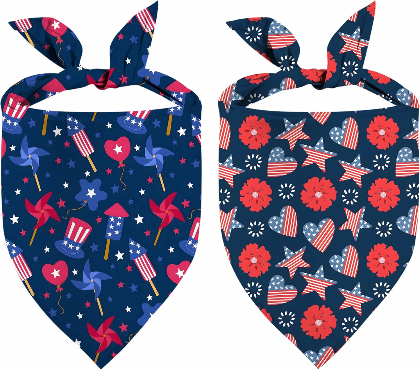 Jzweixia patriotic dog bandana 2 pack front view