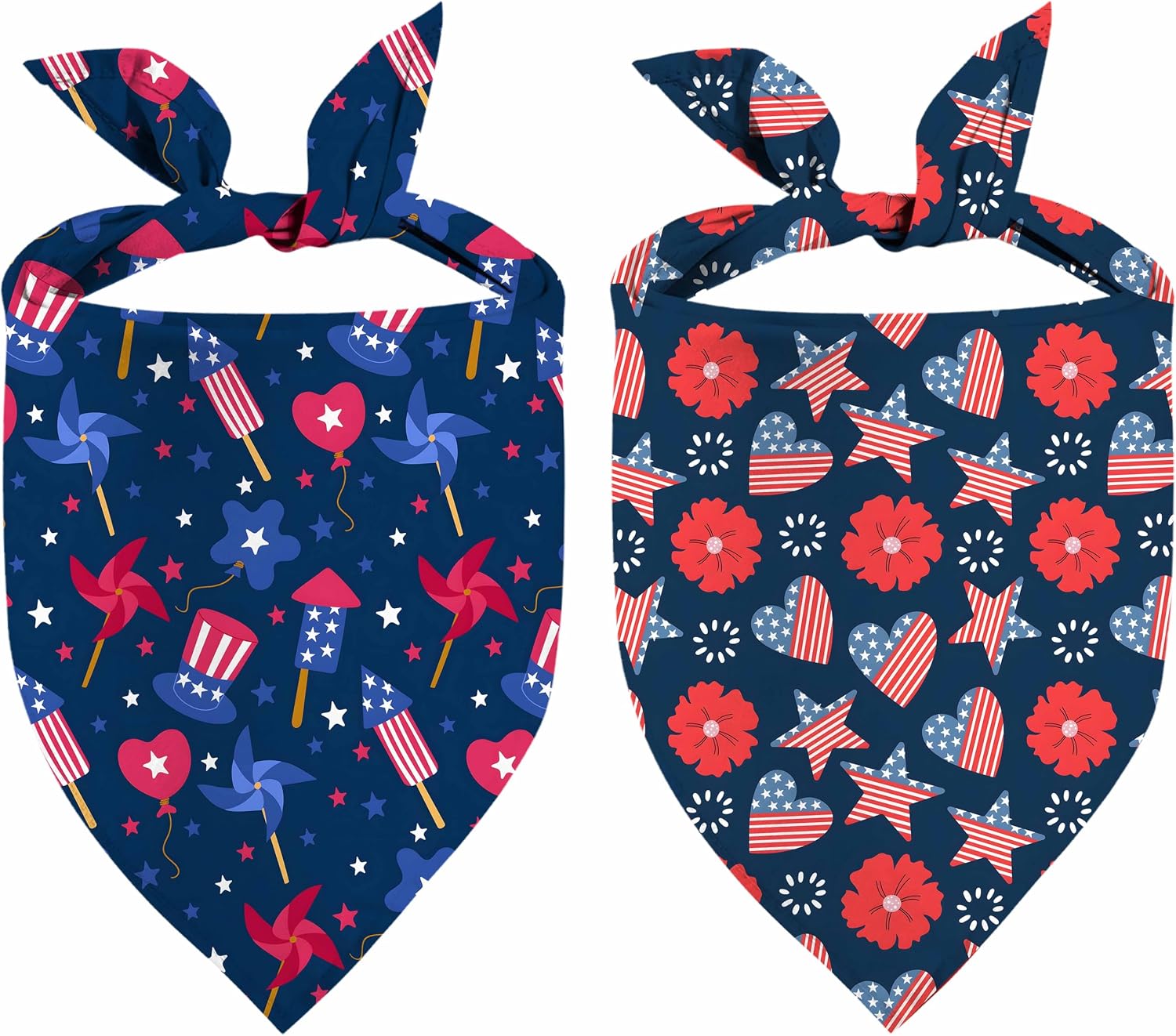 Jzweixia patriotic dog bandana 2 pack front view