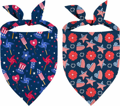 Jzweixia patriotic dog bandana 2 pack front view
