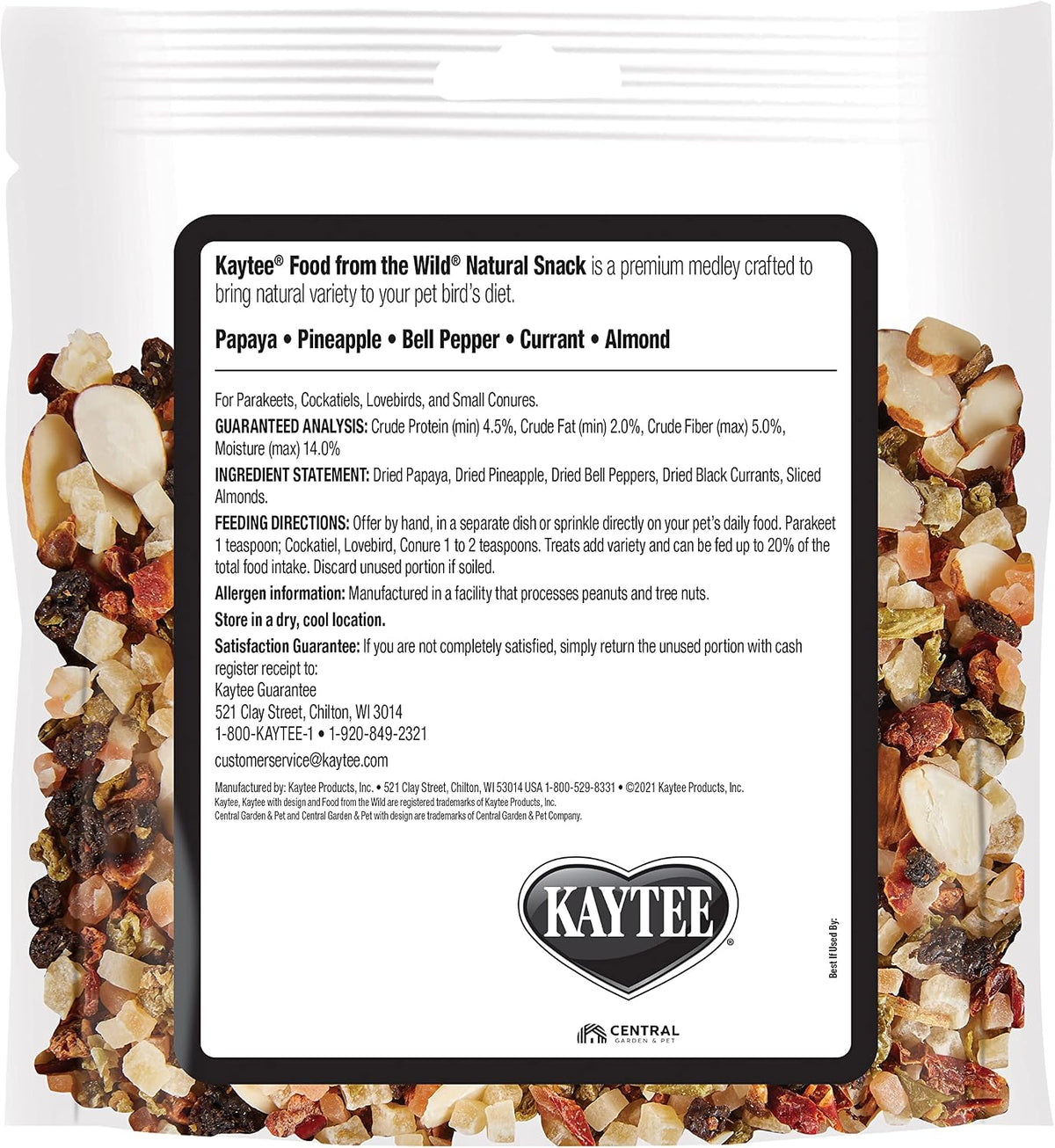 Kaytee small bird treat blend with papaya and almonds