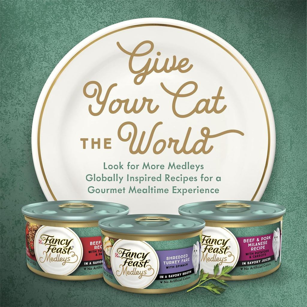 Nutritional information and feeding guidelines printed on Fancy Feast cat food can