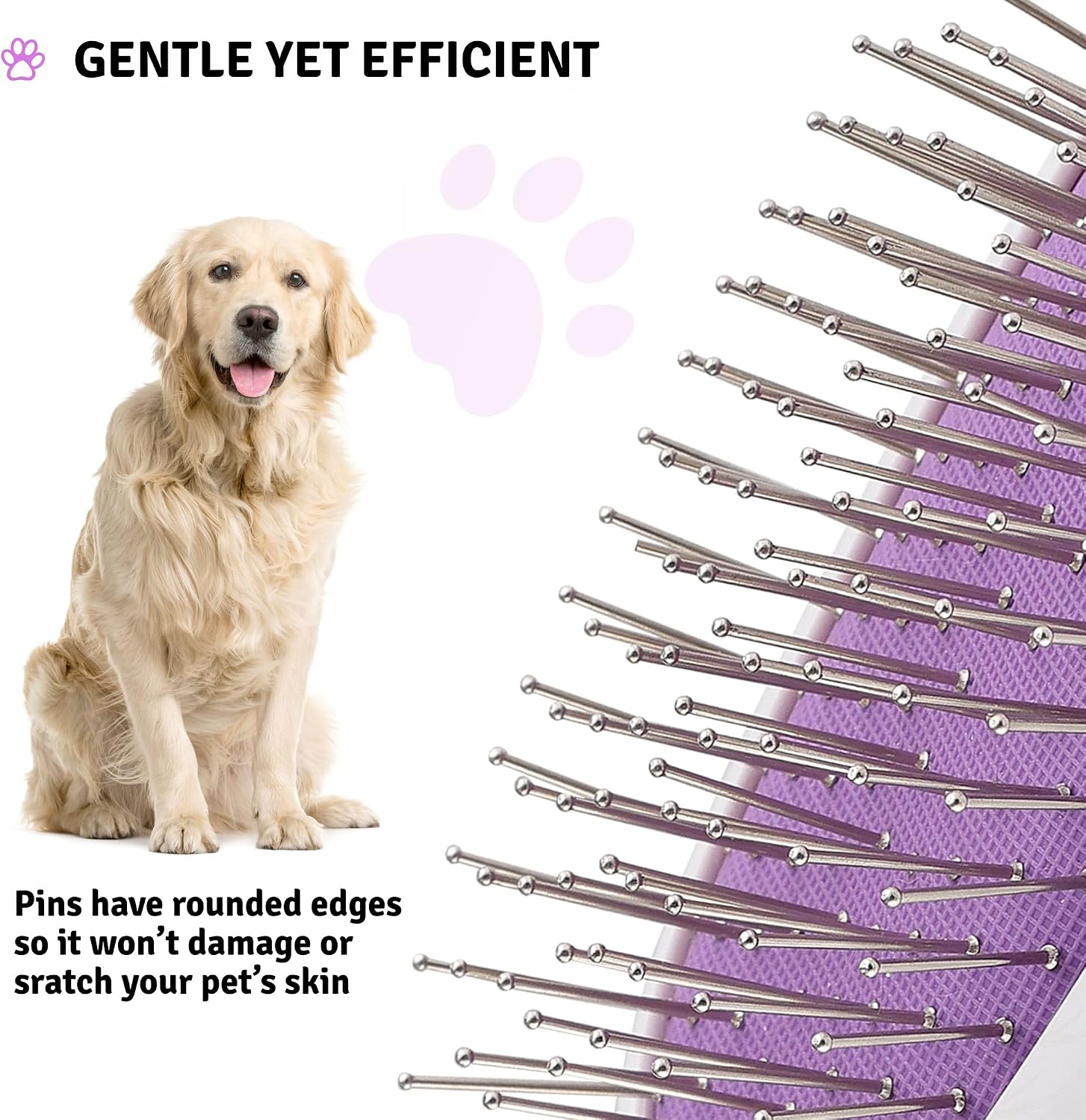 Poodlie pet grooming brush being used for home dog grooming and massage.