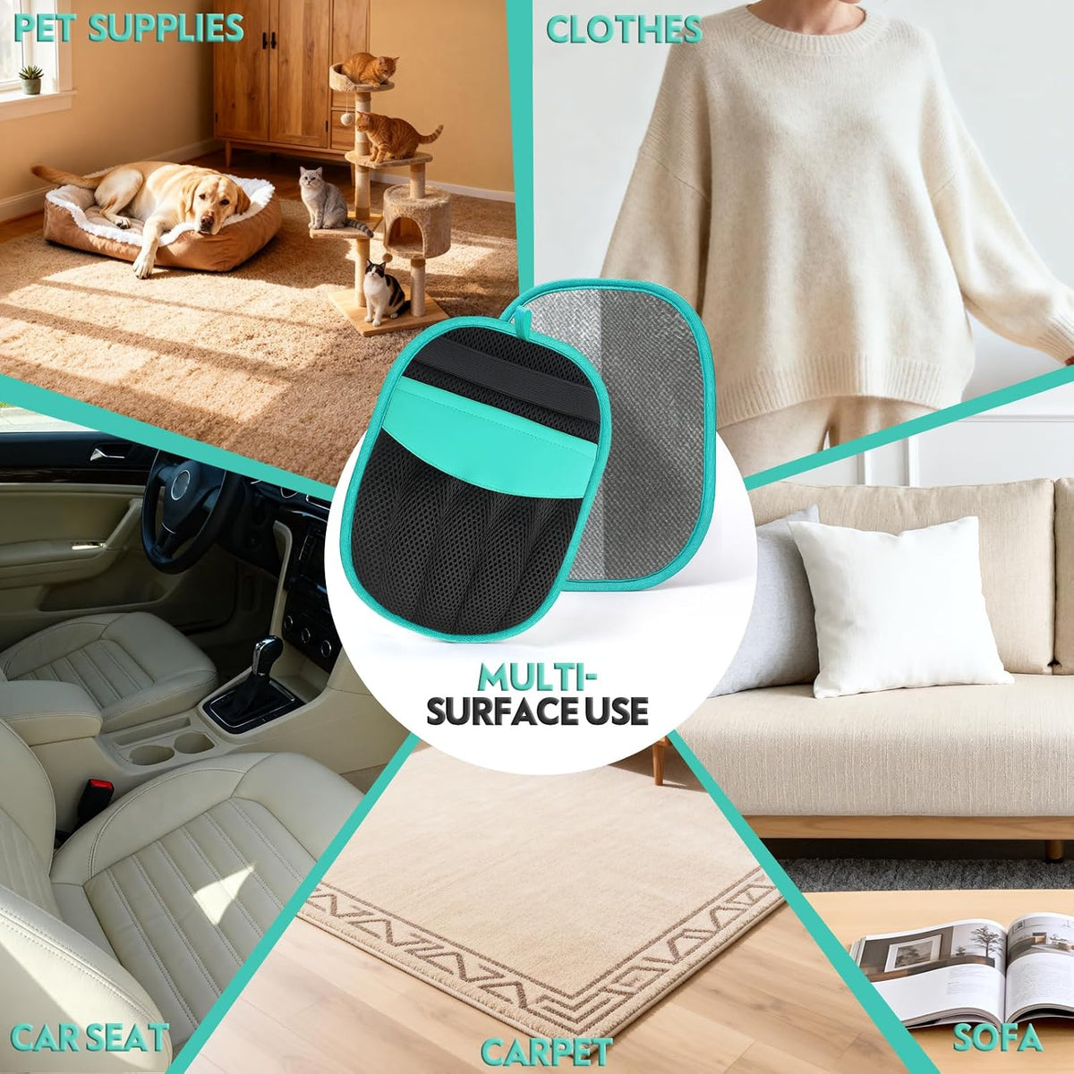 Pet hair removal pad cleaning clothes and fabric jacket in home setting