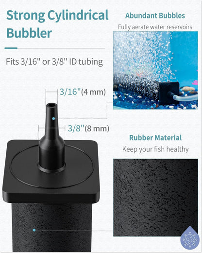 Pawfly heavy duty aeration cylinder operating underwater creating a dense and even curtain of fine bubbles.