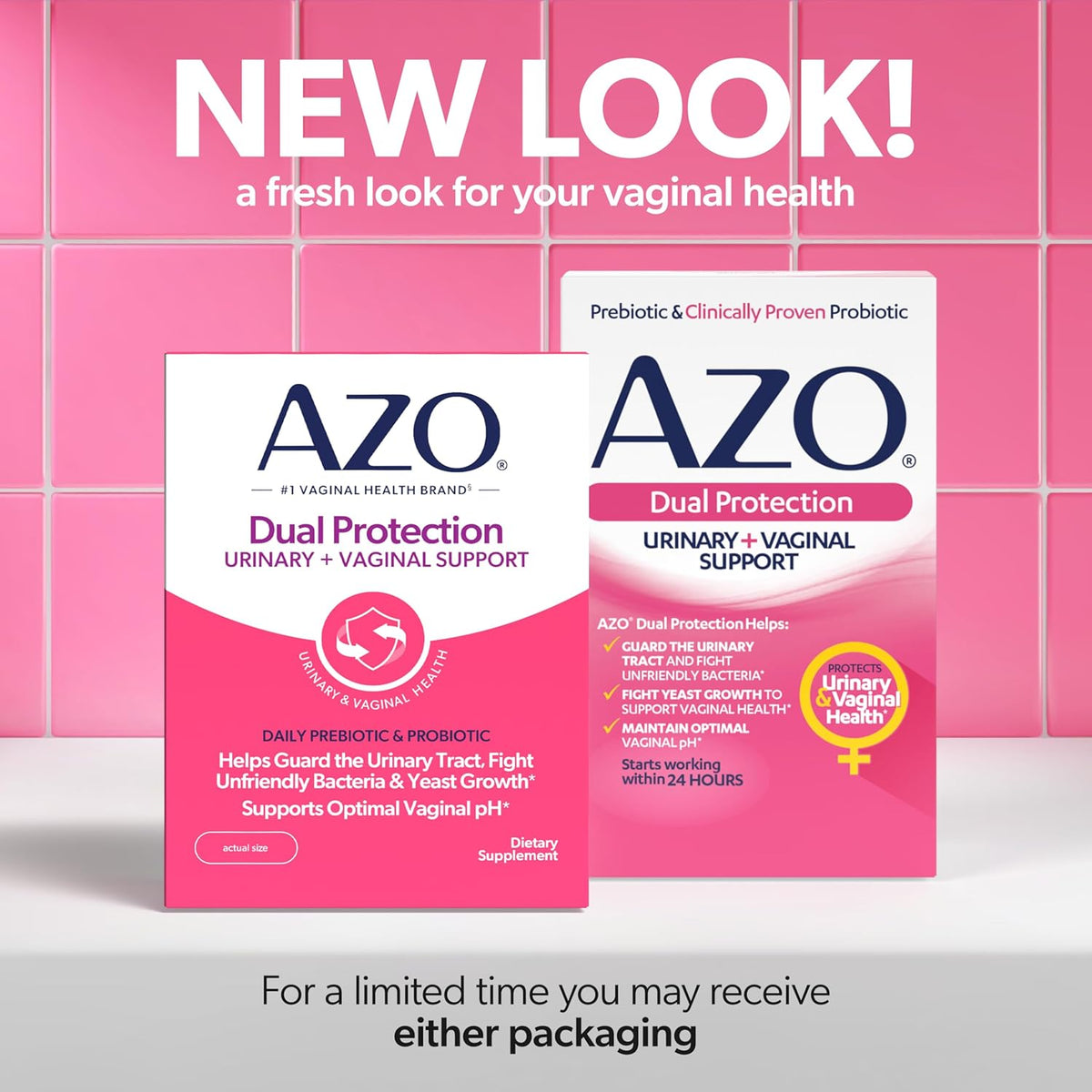 AZO Dual Protection 30 count capsules package layout