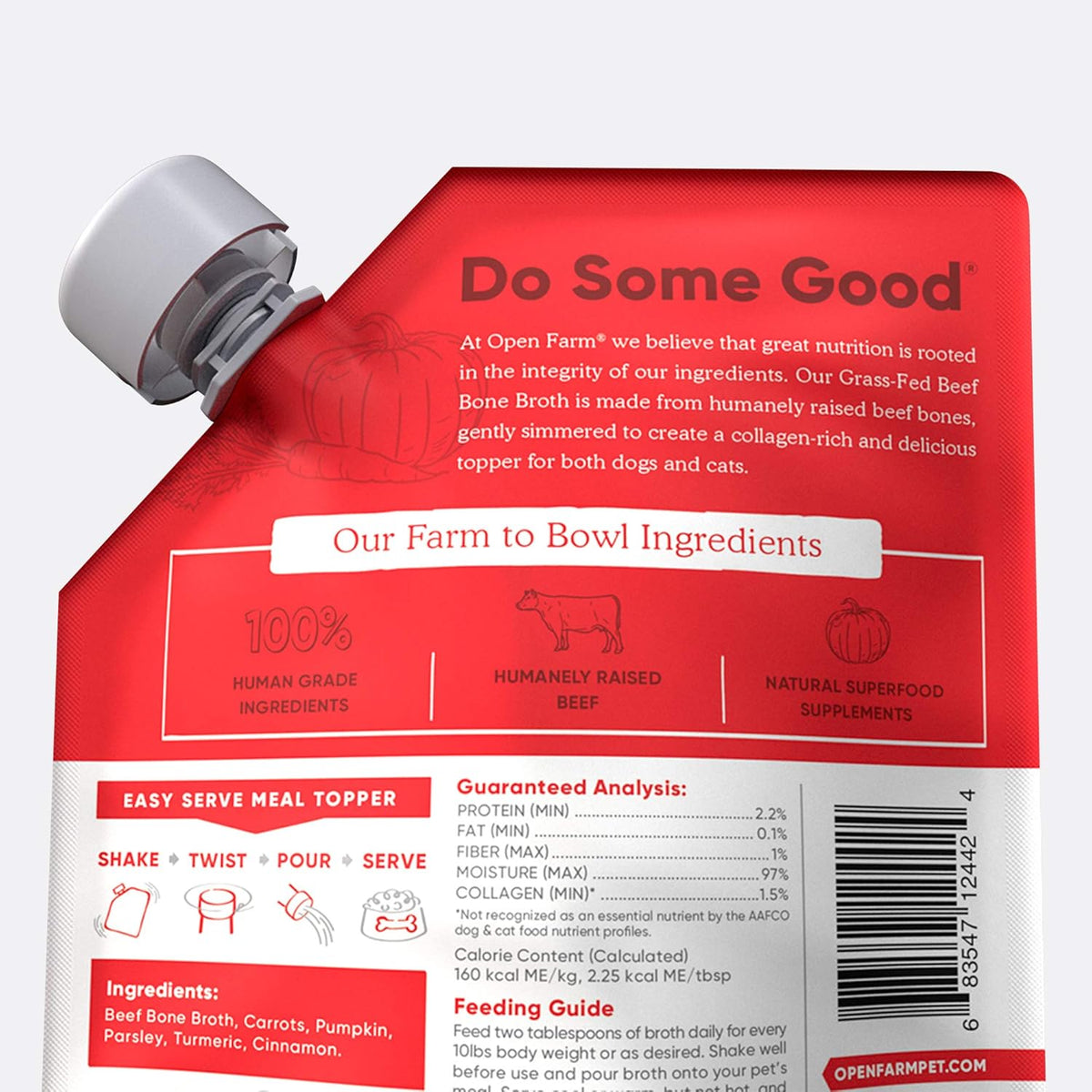 Collagen-rich beef bone broth for dogs and cats