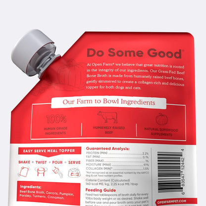 Collagen-rich beef bone broth for dogs and cats