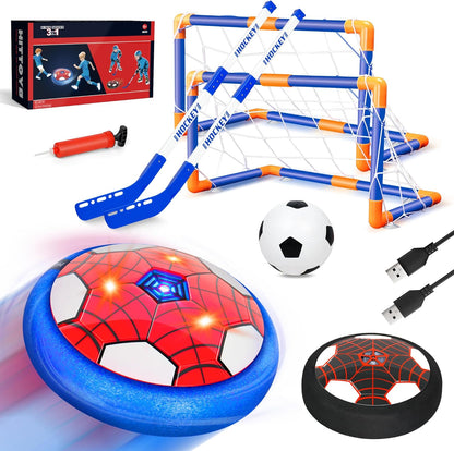 HitToys Spider Hover Soccer Ball set showing the full packaging and front view of the glowing main toy.