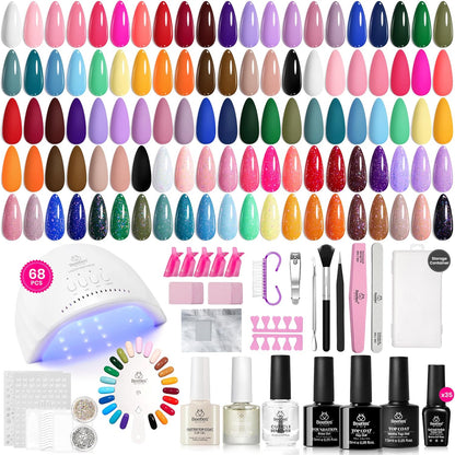 Beetles 68 piece gel nail polish kit front view