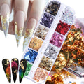 Vezocim holographic nail glitter foils front view of the 12-grid storage wheel