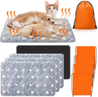 Riakrum pet thermal mat being placed on a living room floor
