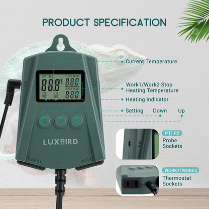 Side mounted Luxbird heating pad on a turtle habitat