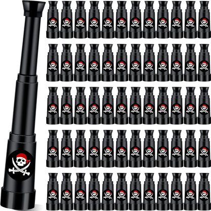 Seenelling pirate telescope pack front view showing multiple black plastic retractable spyglass toys for children