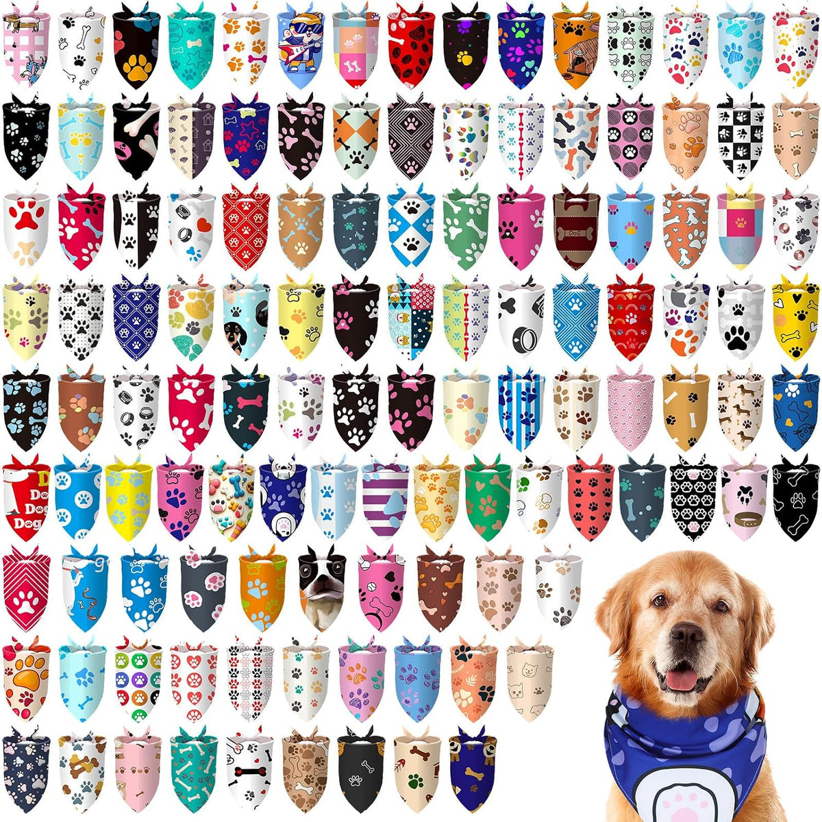 Close up of Adopt Me paw print pet bandana design