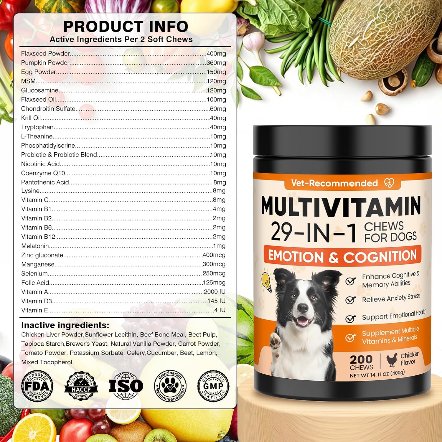 TzzyiC 200 count pet multivitamin container for nervous system health