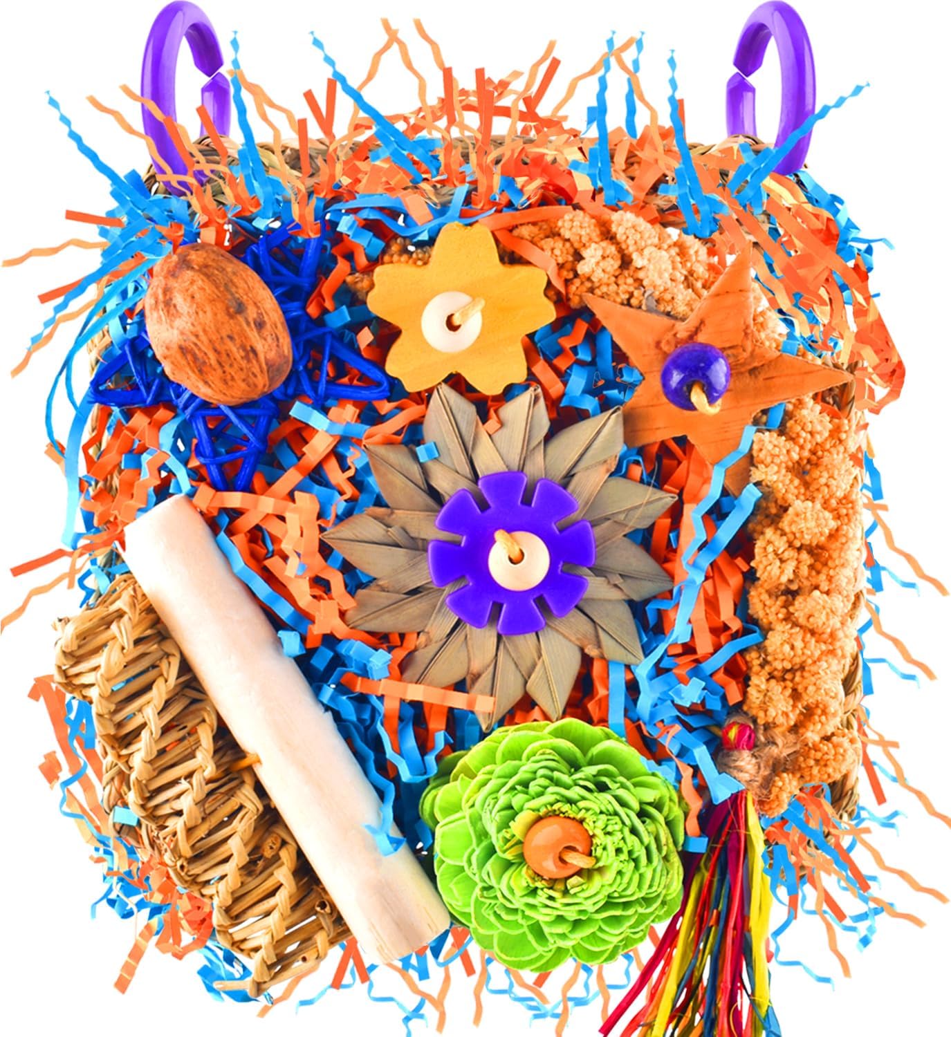 KATUMO Bird Toys, Parakeet Grass Mat Foraging Toy Parrot Shredding Hanging for Cockatiel Lovebird Parakeet Budgie Small-Medium Birds - Image 9
