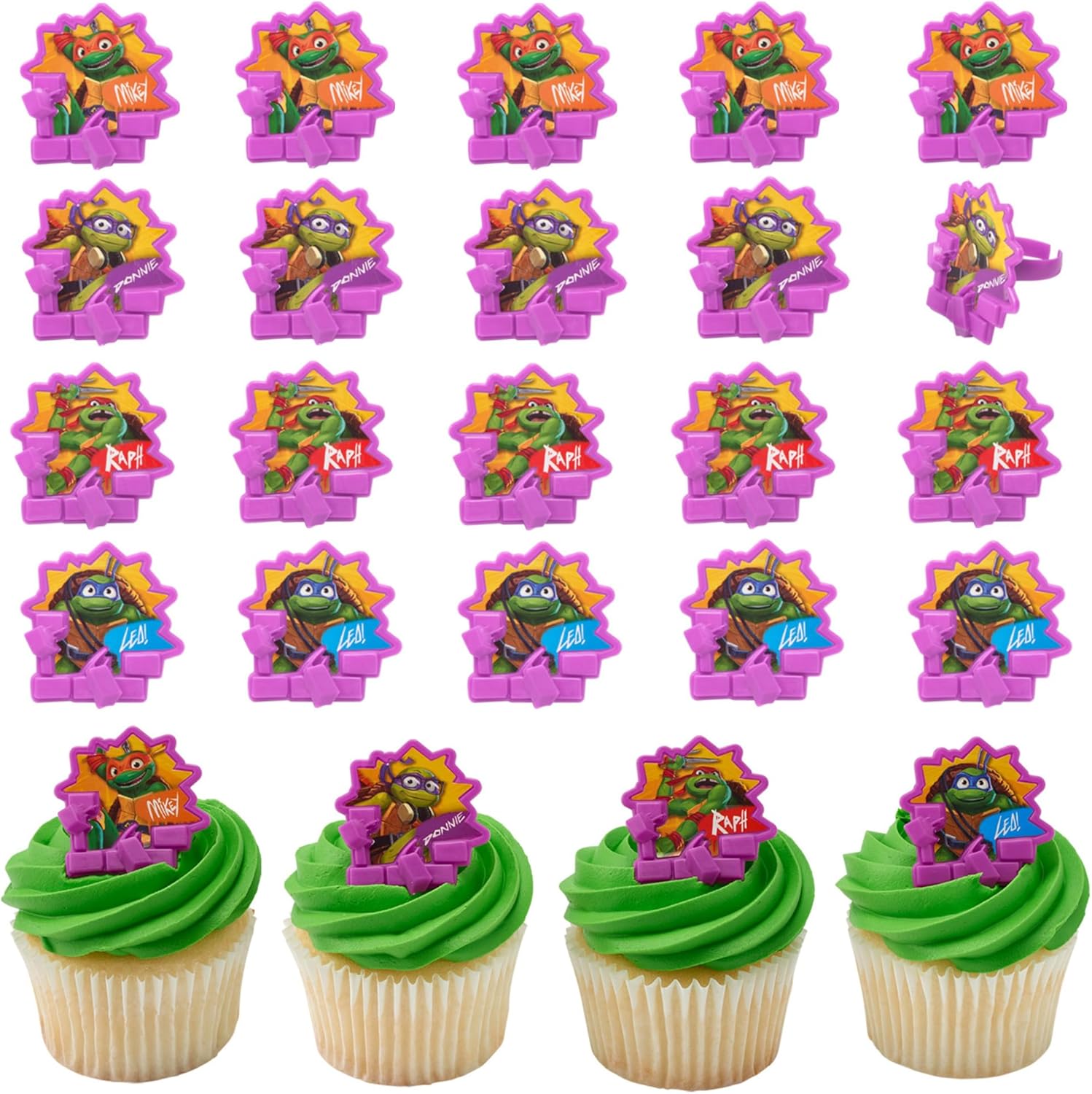 DecoPac Teenage Mutant Ninja Turtles cupcake rings set of 24