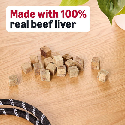 Premium freeze dried beef liver pet snacks for sensitive stomach dogs close up