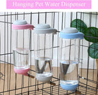Grey pet cage automatic hydration bottle being filled with clean water for cats and dogs.