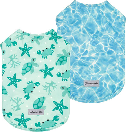 Fitwarm 2 Pack Marine UPF 50 Sun Protection Dog Shirt front view