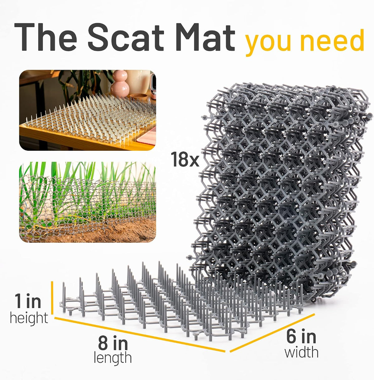 Close up of Petfolio cat repellent mat blunt plastic spikes
