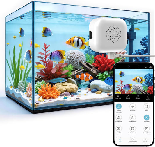 Javiscam 2K aquarium pet camera front view for glass tanks