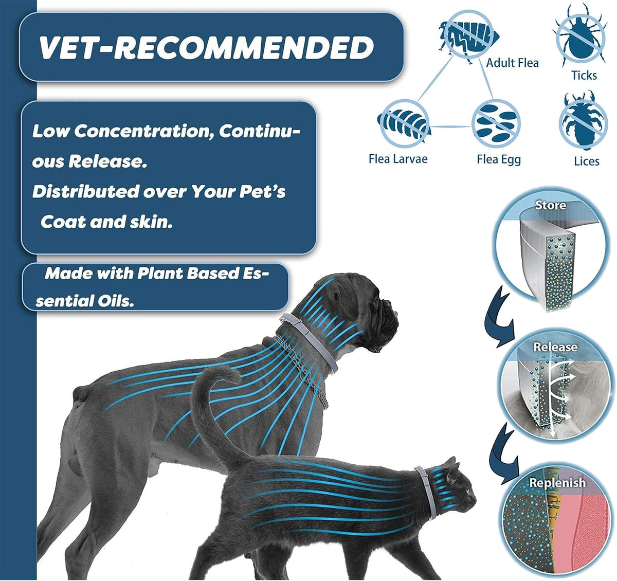 Two pack ShengKou waterproof flea collars for dogs