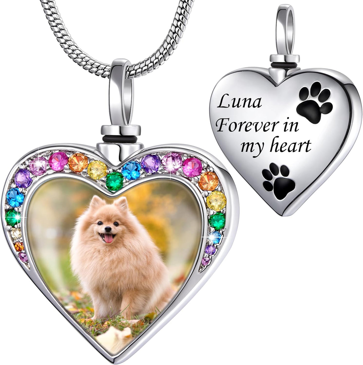 Farfume Personalized Pet Urn Necklace for Dog Cat Ashes Cremation Pet Memorial Customized Photo Text Engraving Pendant Keepsake Funeral Jewelry - Image 13