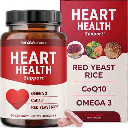 Mav Nutrition Red Yeast Rice with CoQ10 and Omega 3 front bottle view
