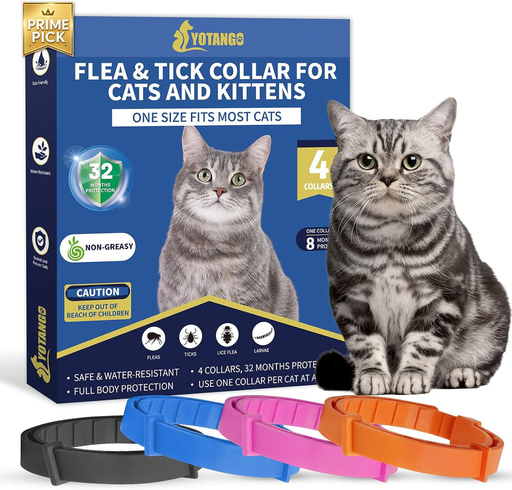 Yotango 4-pack cat flea and tick collar set front view
