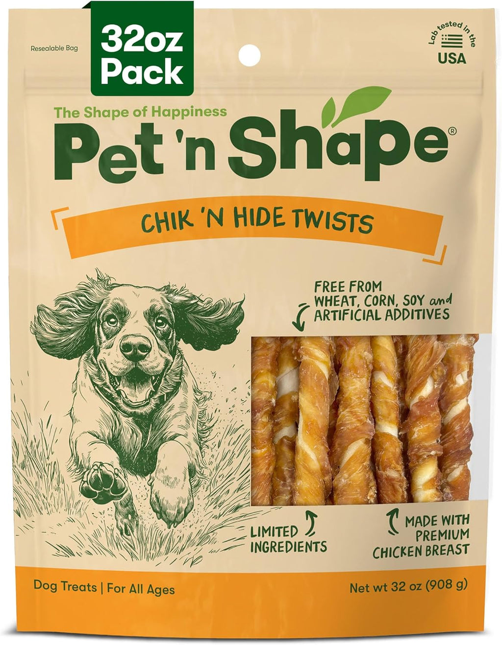 Pet 'n Shape natural roasted dog treats pouch displaying the resealable fresh lock top