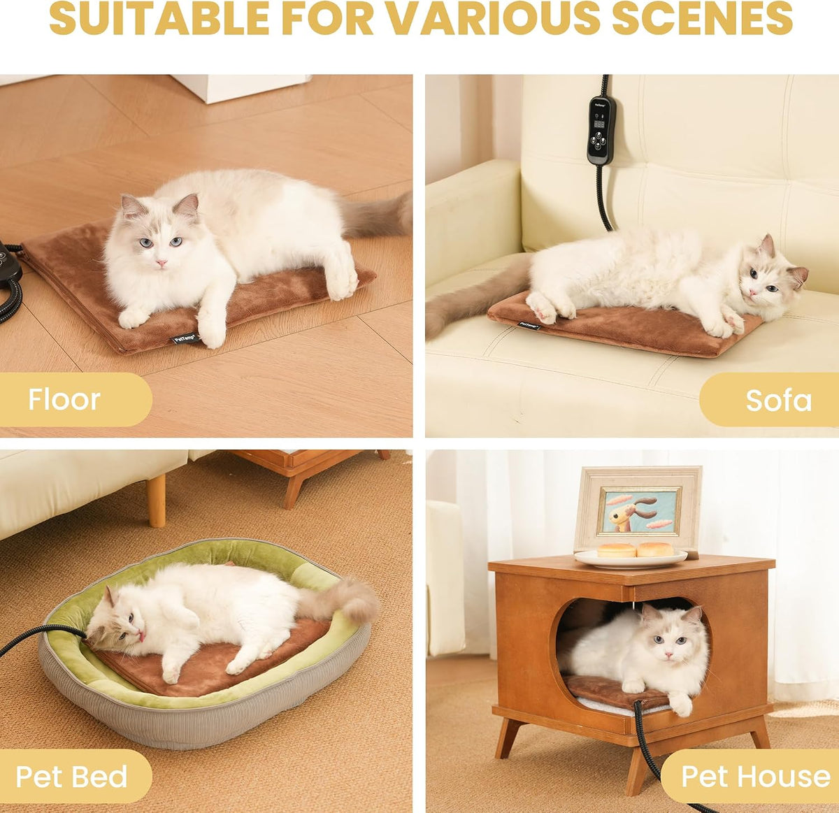 Removable machine washable cover being separated from the pet heating pad.