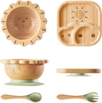 Baby Remember bamboo suction feeding set with lion bowl and spoon front view