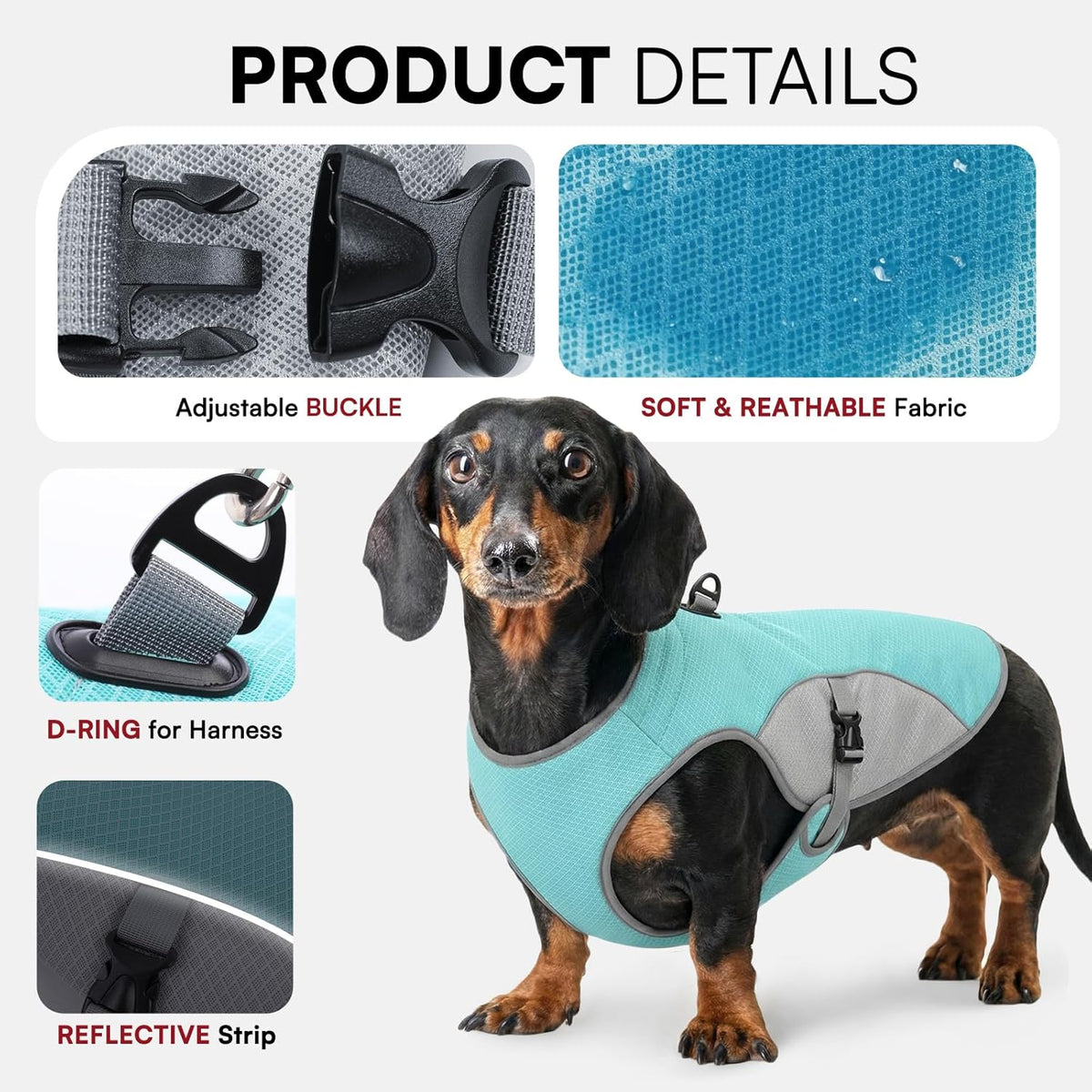 Preferhouse pet cooling vest adjustable strap detail