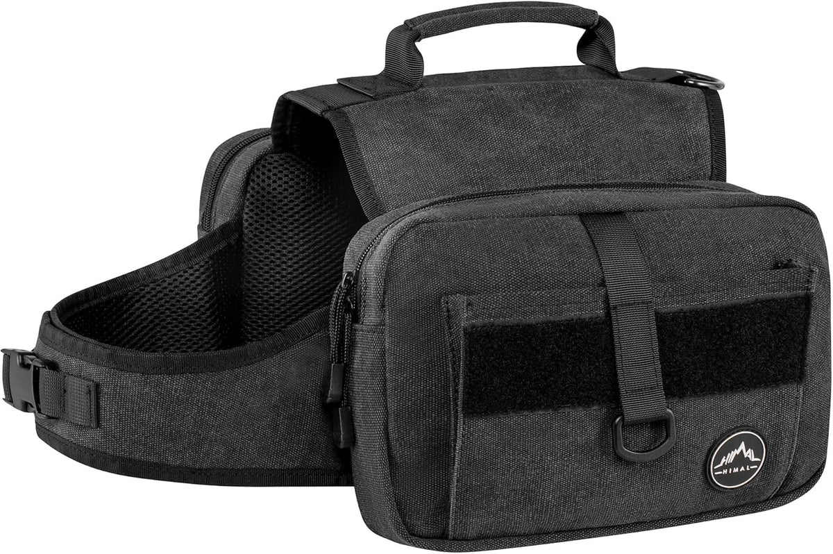 Himal Outdoors tactical hiking saddle bag side storage pockets showing zipper detail