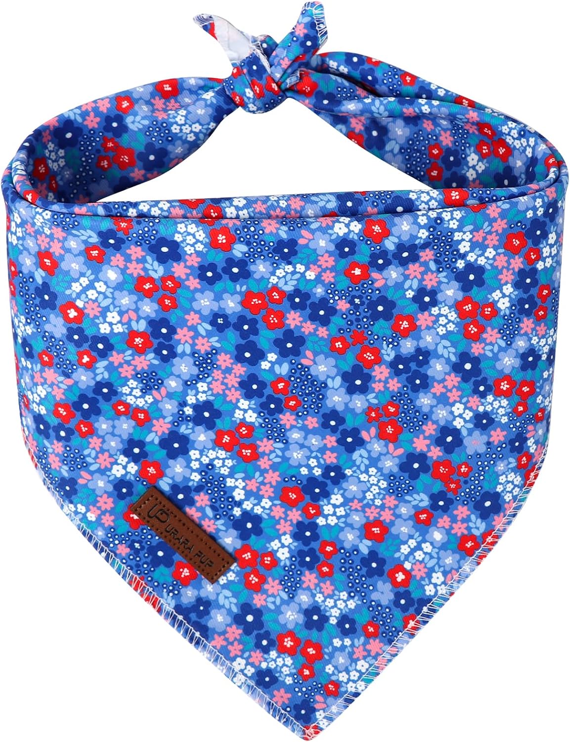 UP URARA PUP Independence Day pet neckerchief showing the lightweight cotton texture