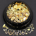 Cynailli gold heart nail art charms front view storage jar