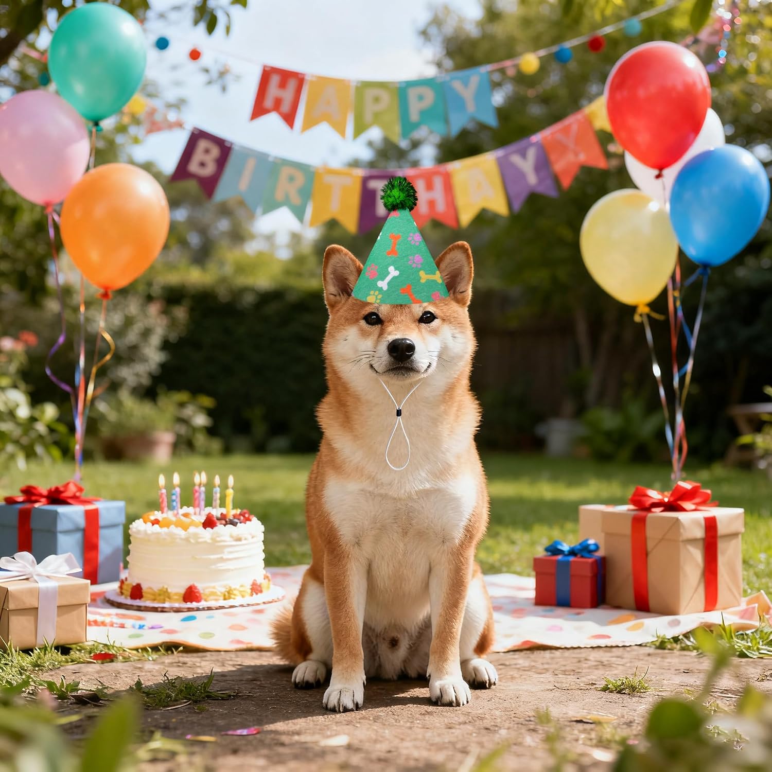 JpGdn dog birthday hat showing paw print pattern detail