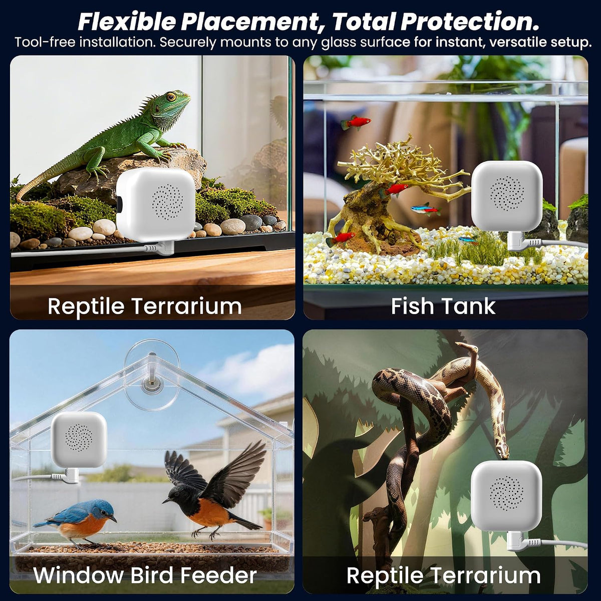 Side profile of Javiscam white pet camera with magnetic mount
