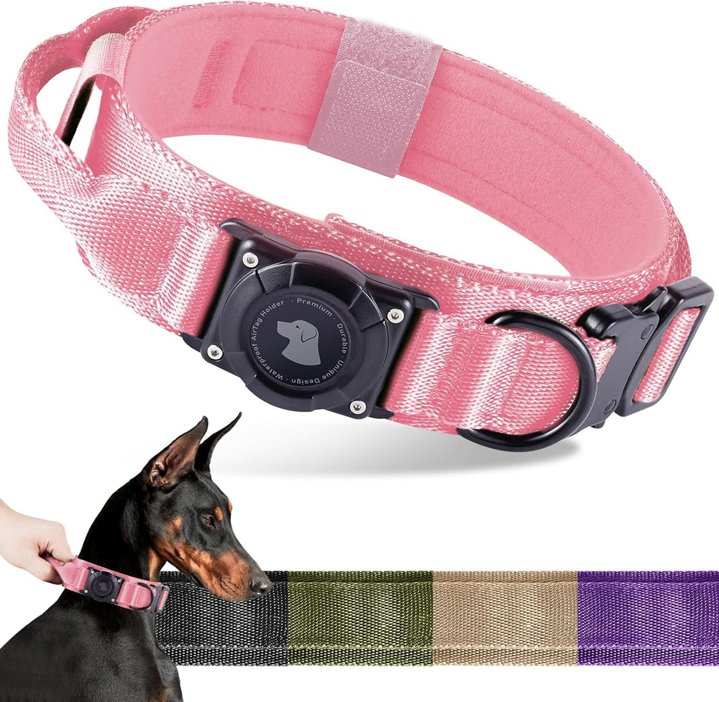 2026 Upgrade Waterproof AirTag Dog Collar, Military Tactical Dog Collar with AirTag Holder, Comfortable Control Handle and Metal Buckle, GPS Dog Collar Holder for Medium to Large Dogs (Khaki,L) - Image 15
