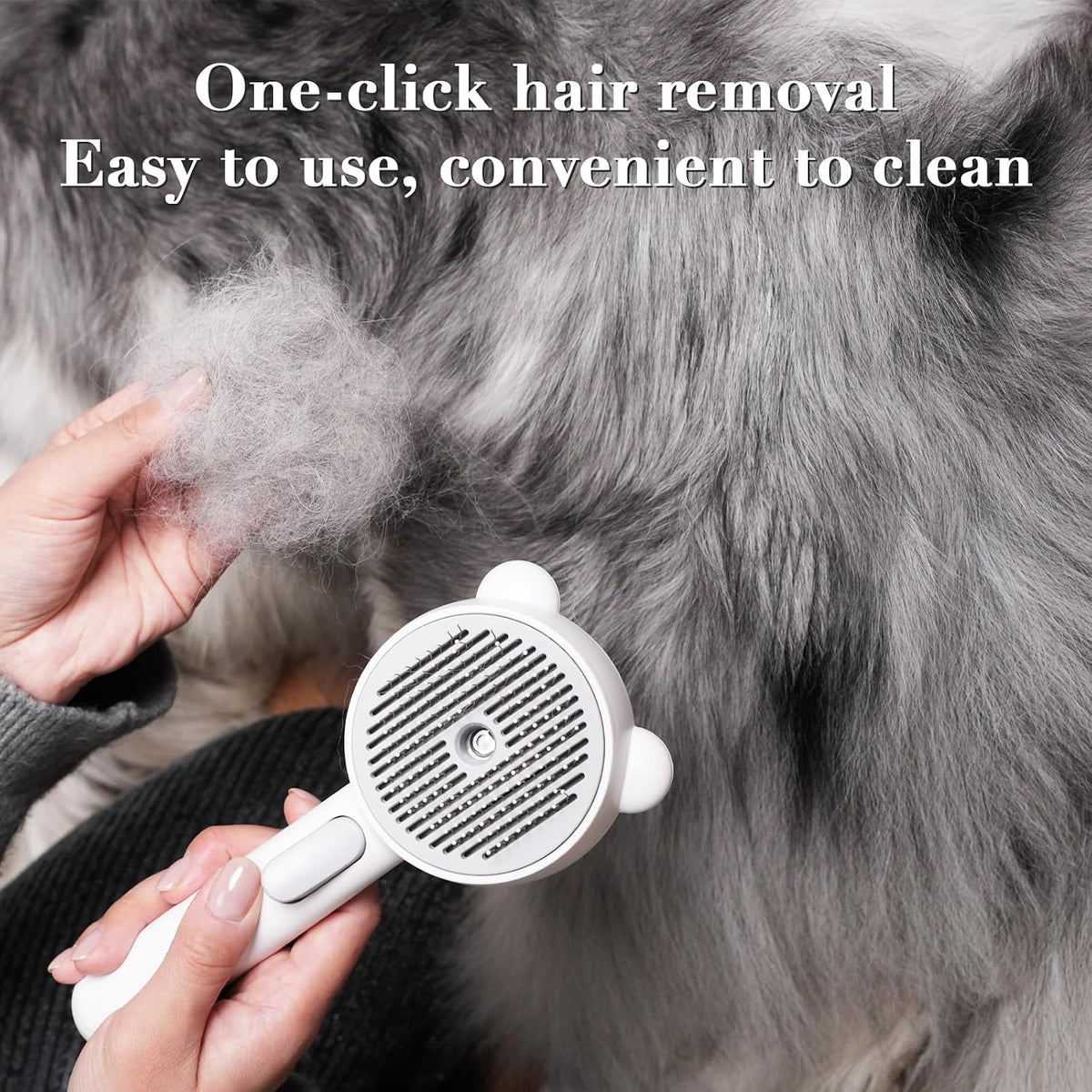 Ergonomic bear-themed handle of the electric pet hair brush